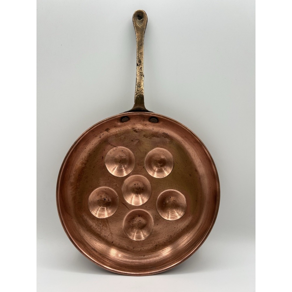 antique French copper 6 egg Escargot pan 9.5"